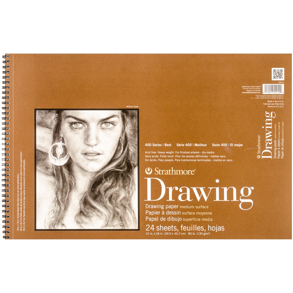 Strathmore Medium Drawing Spiral Paper Pad 12&#x22;X18&#x22;-24 Sheets
