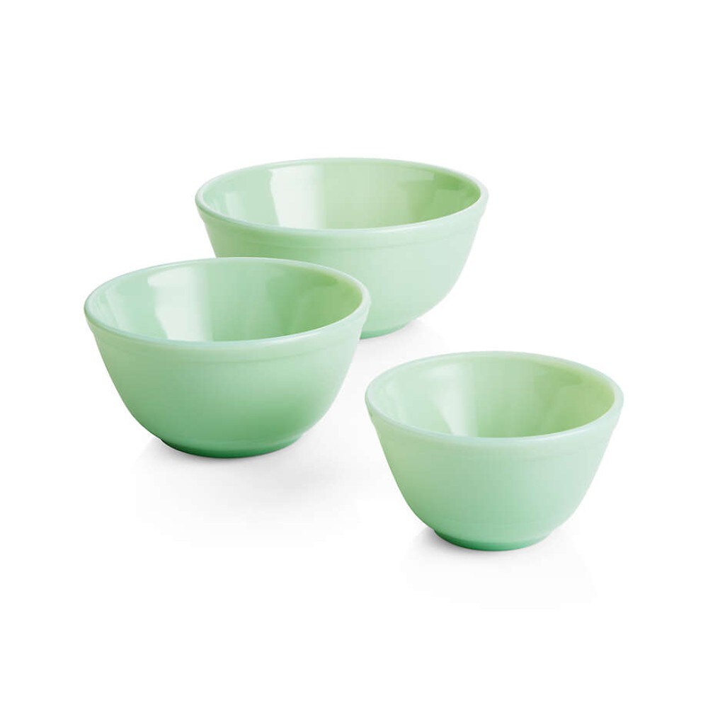 Jadeite Mixing Bowl Set (Set of 3), Green Glass