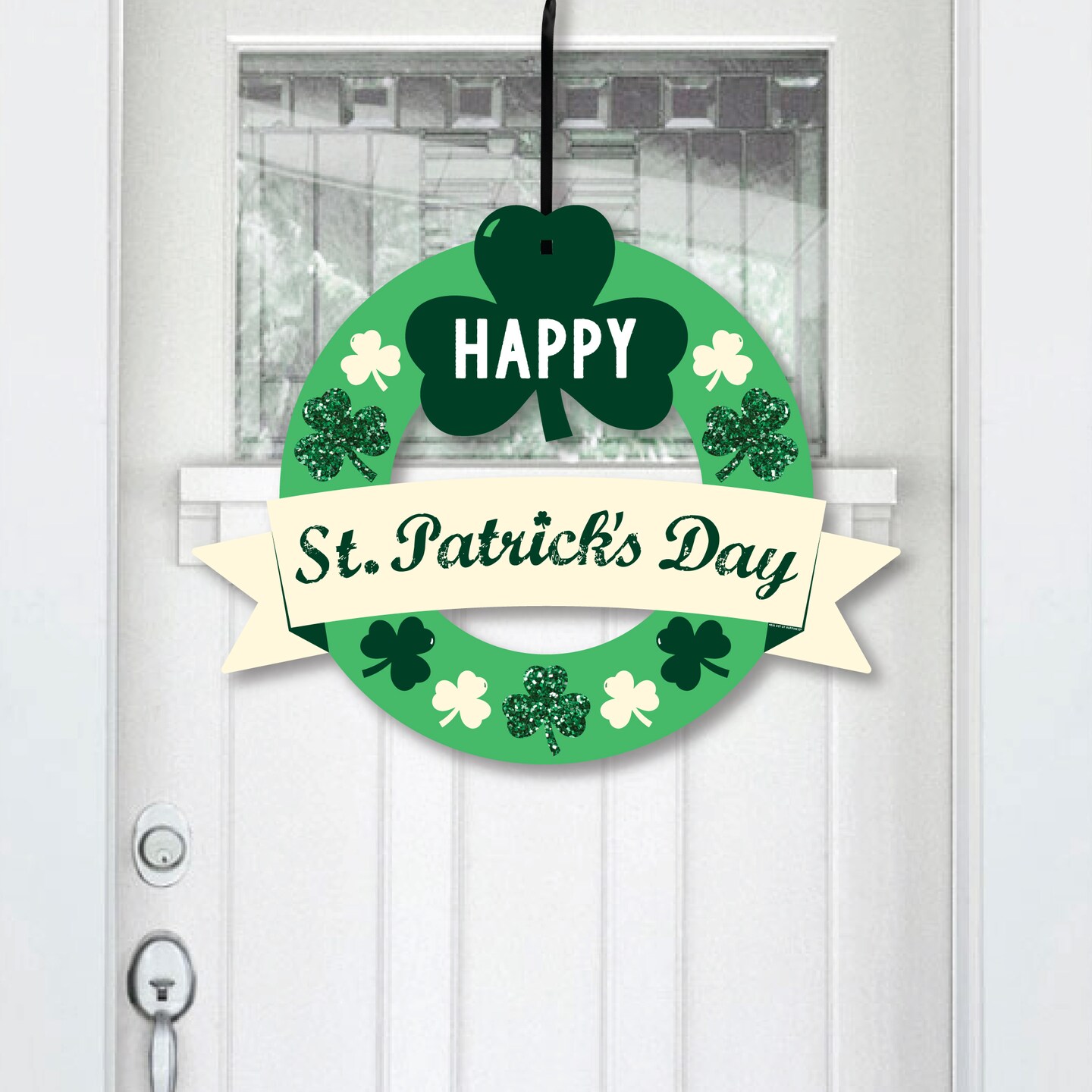 Big Dot of Happiness St. Patrick&#x27;s Day - Outdoor Saint Paddy&#x27;s Day Party Decor - Front Door Wreath