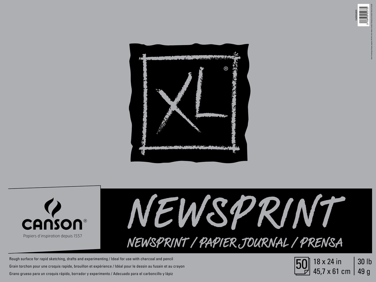 Canson XL Newsprint Paper Pad 18&#x22;X24&#x22;-50 Sheets
