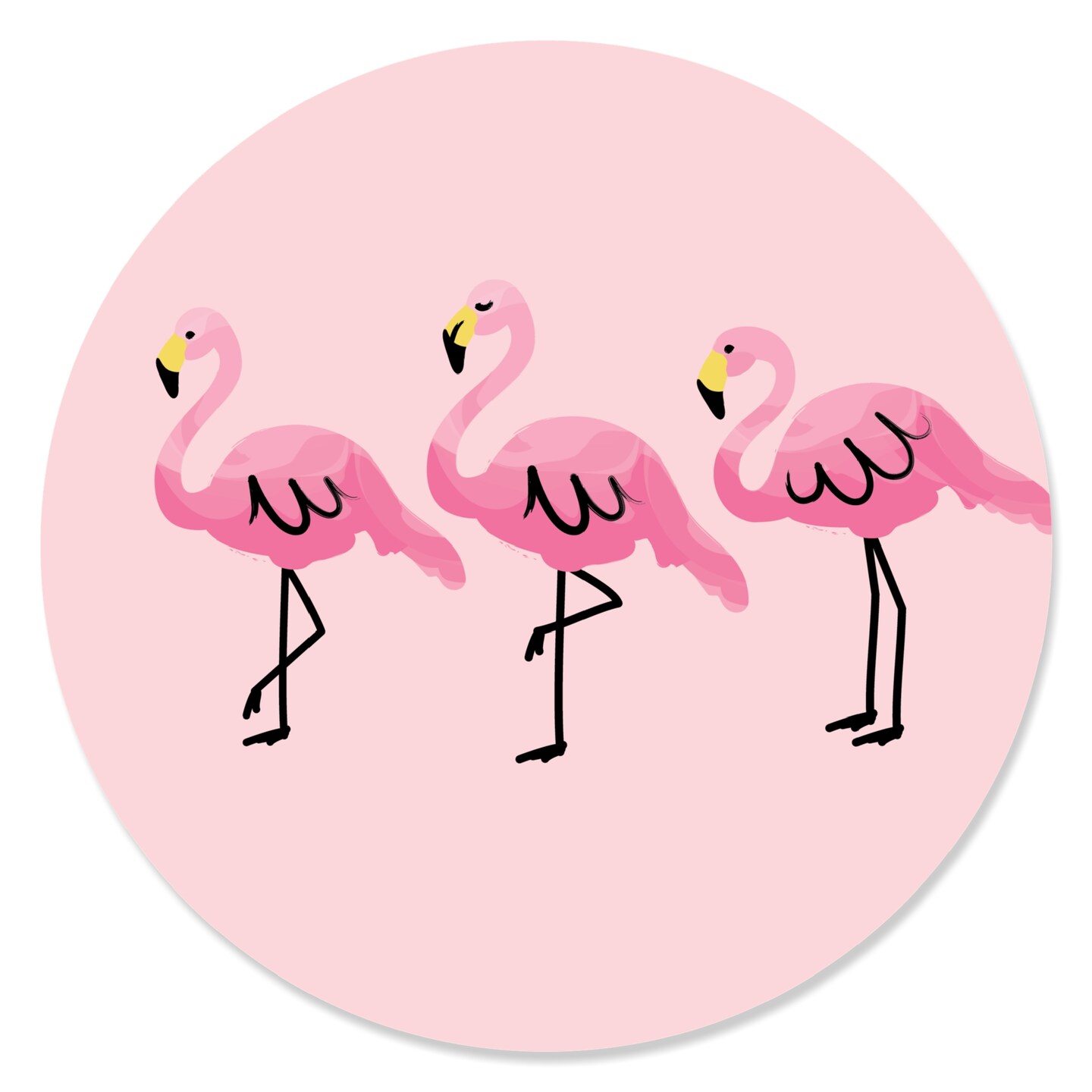 Big Dot of Happiness Pink Flamingo - Tropical Summer Circle Sticker Labels - 24 Count