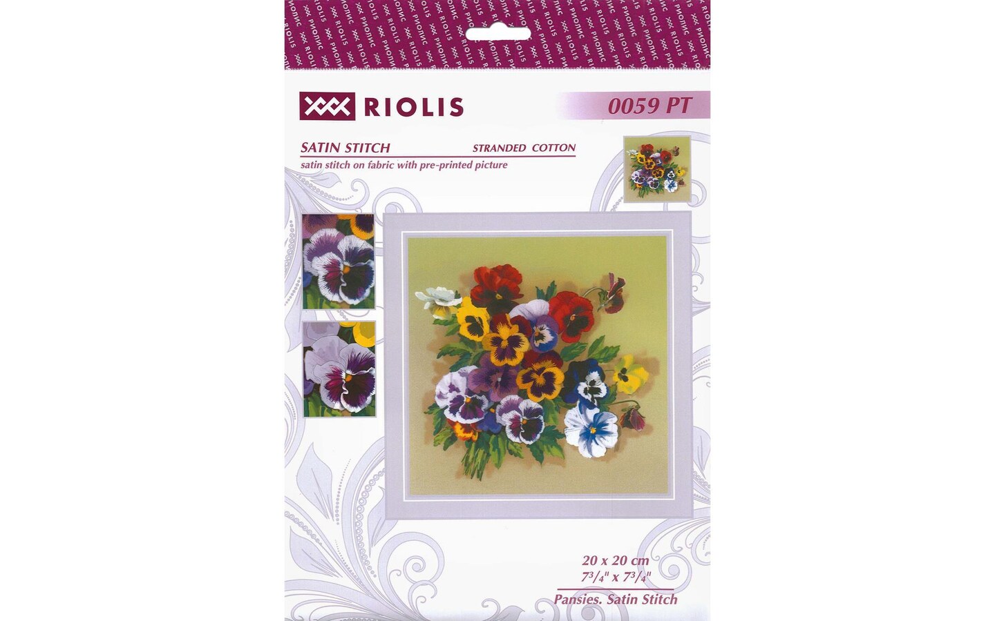 Riolis Satin Stitch Kit Pansies