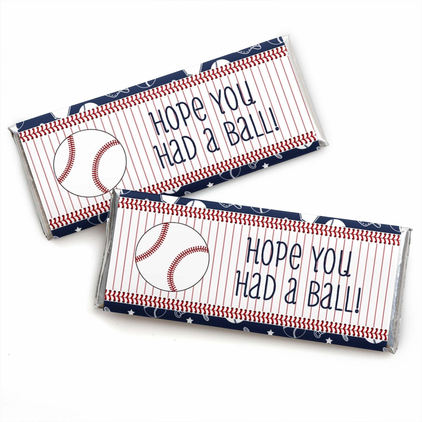 Big Dot of Happiness Batter Up - Baseball - Candy Bar Wrappers Birthday Party Favors - Set of 24