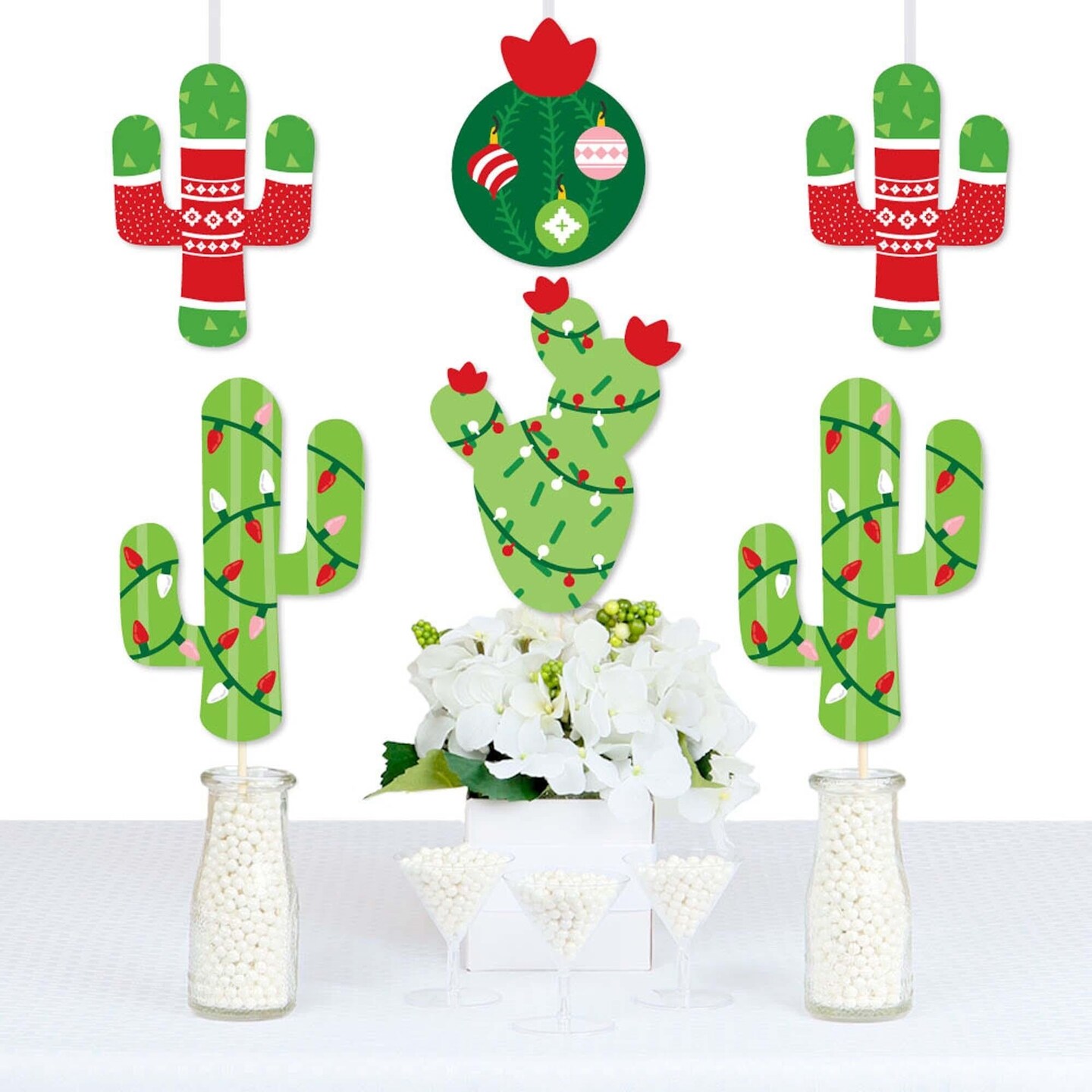 Big Dot of Happiness Merry Cactus - Decorations DIY Christmas Cactus Party Essentials - Set of 20