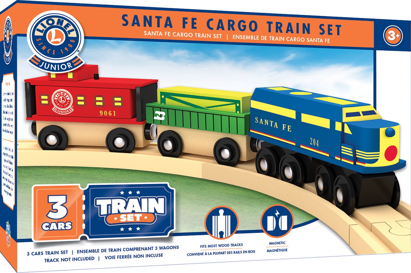 MasterPieces Wood Train Sets - Lionel Santa Fe Cargo 3 Piece Train Set