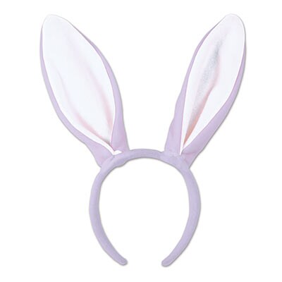 Soft-Touch Bunny Ears Lavender &#x26; White