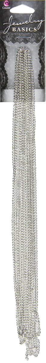 Cousin Jewelry Basics Metal Chain 100&#x22;-Silver Small Curb