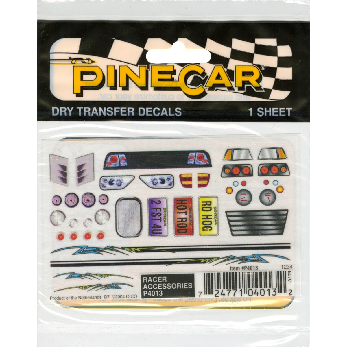 Pine Car Derby Dry Transfer Decal 3&#x22;X2.5&#x22; Sheet-Racer Accessories