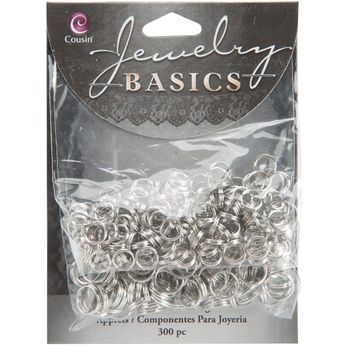 CousinDIY Jewelry Basics Metal Findings 300/Pkg-Silver Split Rings 6mm To 8mm