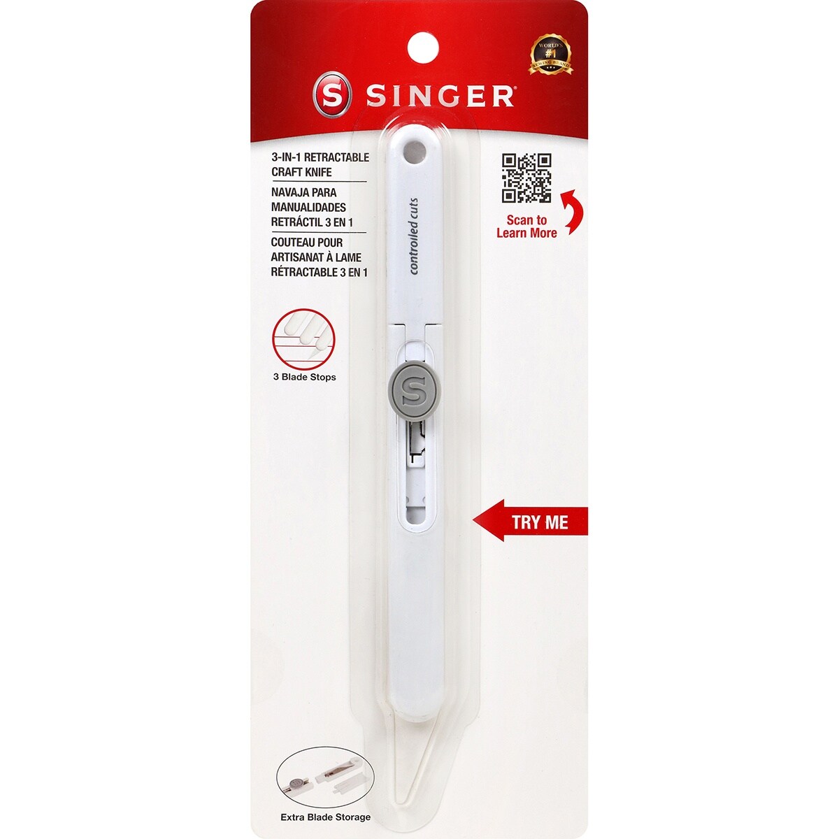 SINGER 3-in-1 Retractable Craft Knife-With Blade Storage