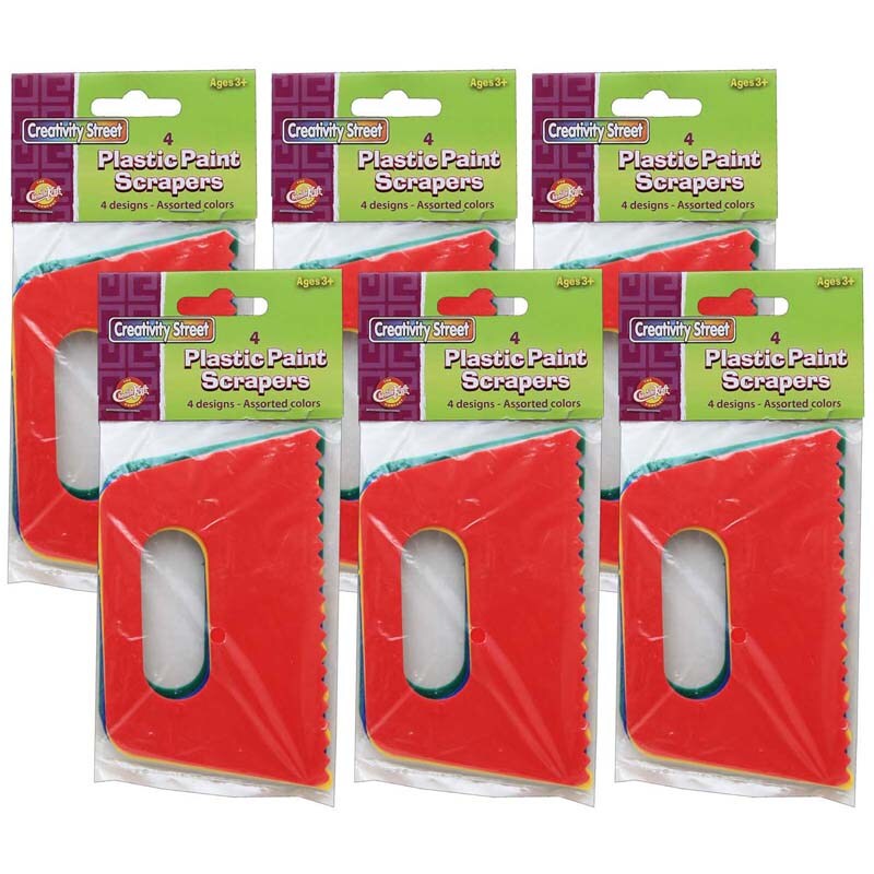 Paint Scrapers, Assorted 4 Patterns, 5" Wide, 4 Per Pack, 6 Packs Michaels