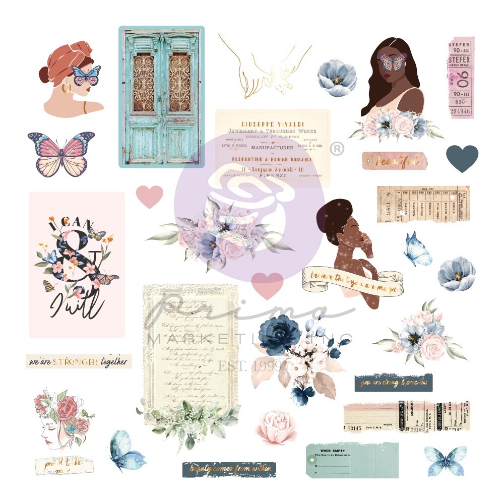 Indigo By Frank Garcia Cardstock Ephemera 30/Pkg-Shapes, Tags, Words, Foiled Accents