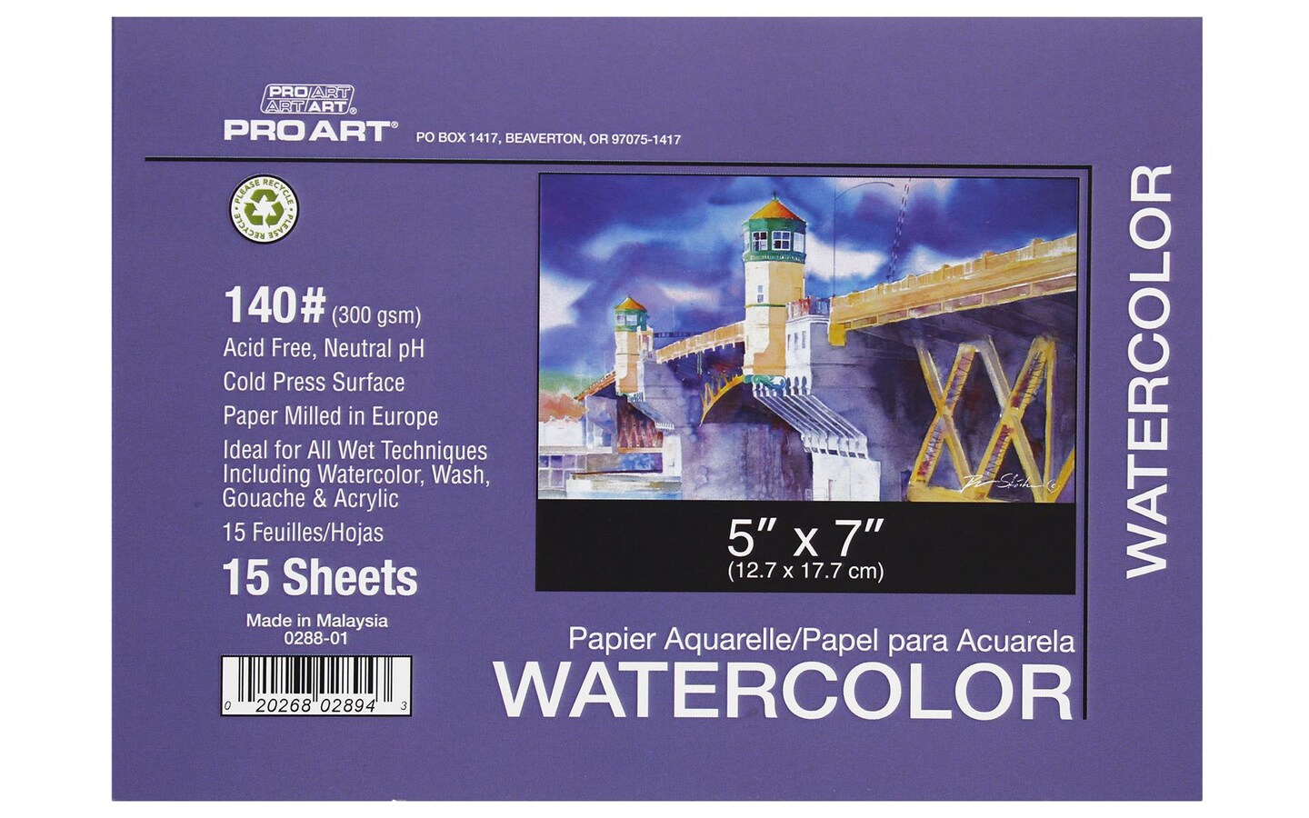 Pro Art Watercolor Pad 5x7 AF 140lb 15pc Block | Michaels