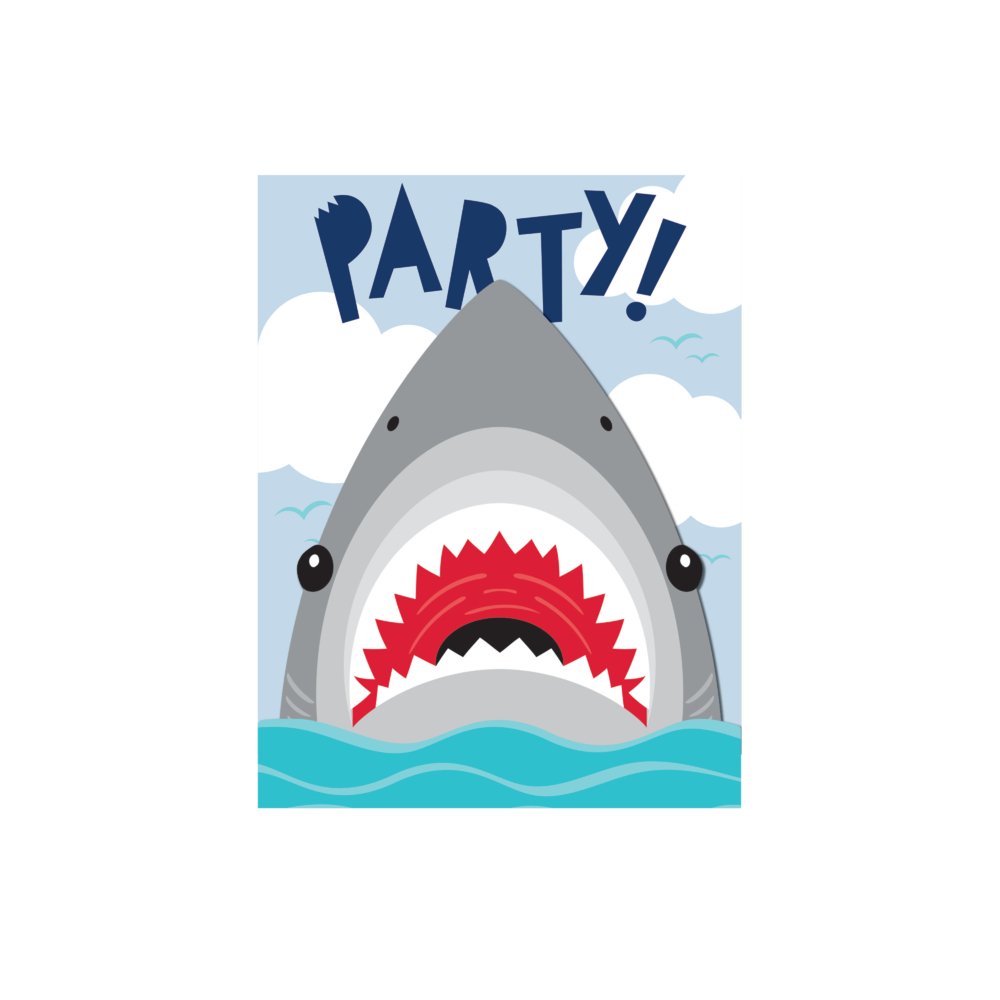 Shark Party Pop-out Invitations - 8ct