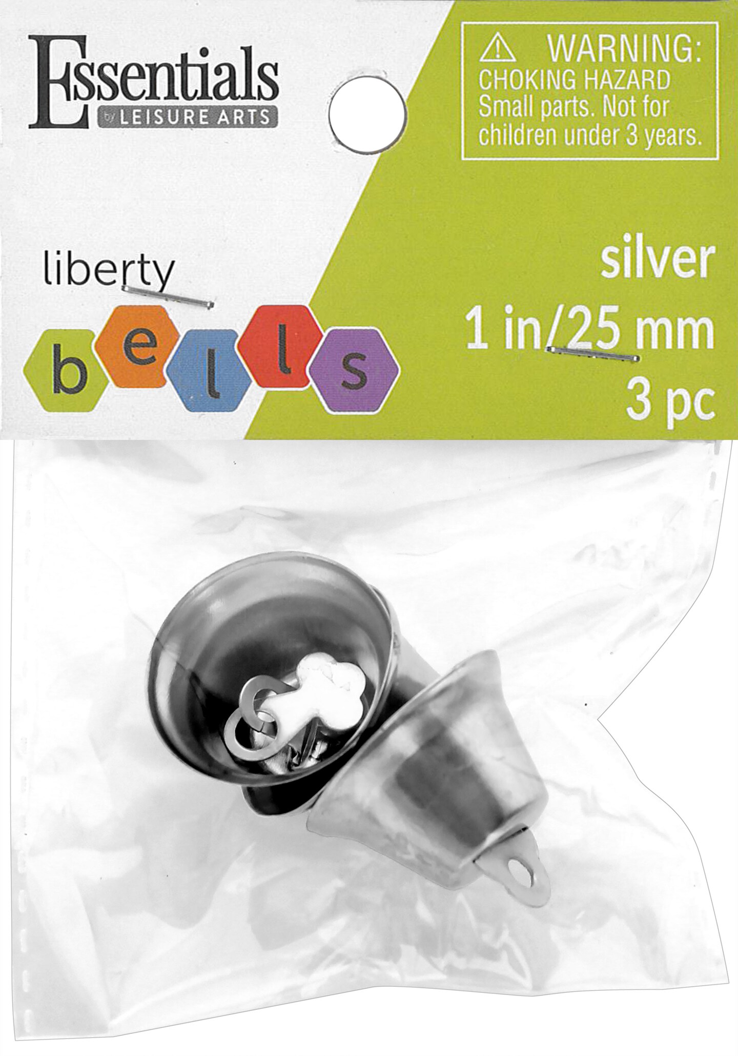 Essentials By Leisure Arts Arts Liberty Bells 25mm Silver 3pc