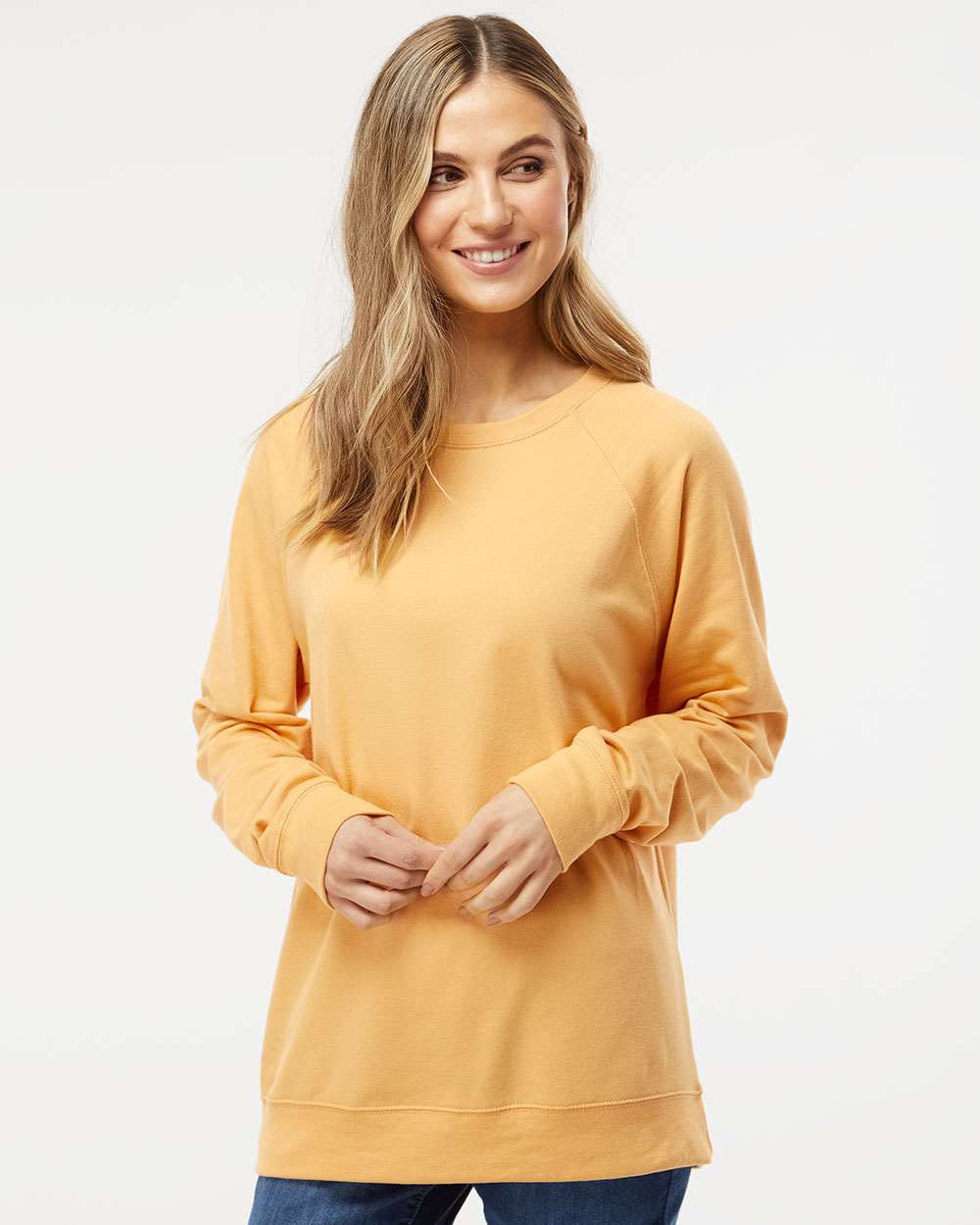 Long-Sleeve Lightweight French Terry Crewneck Sweatshirt | RADYAN&#xAE;