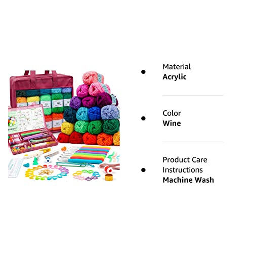 103 PCS Crochet Kit with Crochet Hooks Yarn Set, Premium Bundle