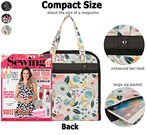 Sewing Accessories Storage Bag, Knitting, Craft Tools and Accessories Organizer, Roomy Carrying Bag for Sewing Tools and Accessories (Flower with Beige Background)