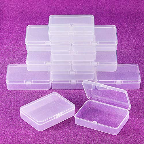 12 Pack Clear Plastic Beads Storage Containers Box with Hinged Lid for Beads and More (4.45 x 3.3 x 1.18 Inch)