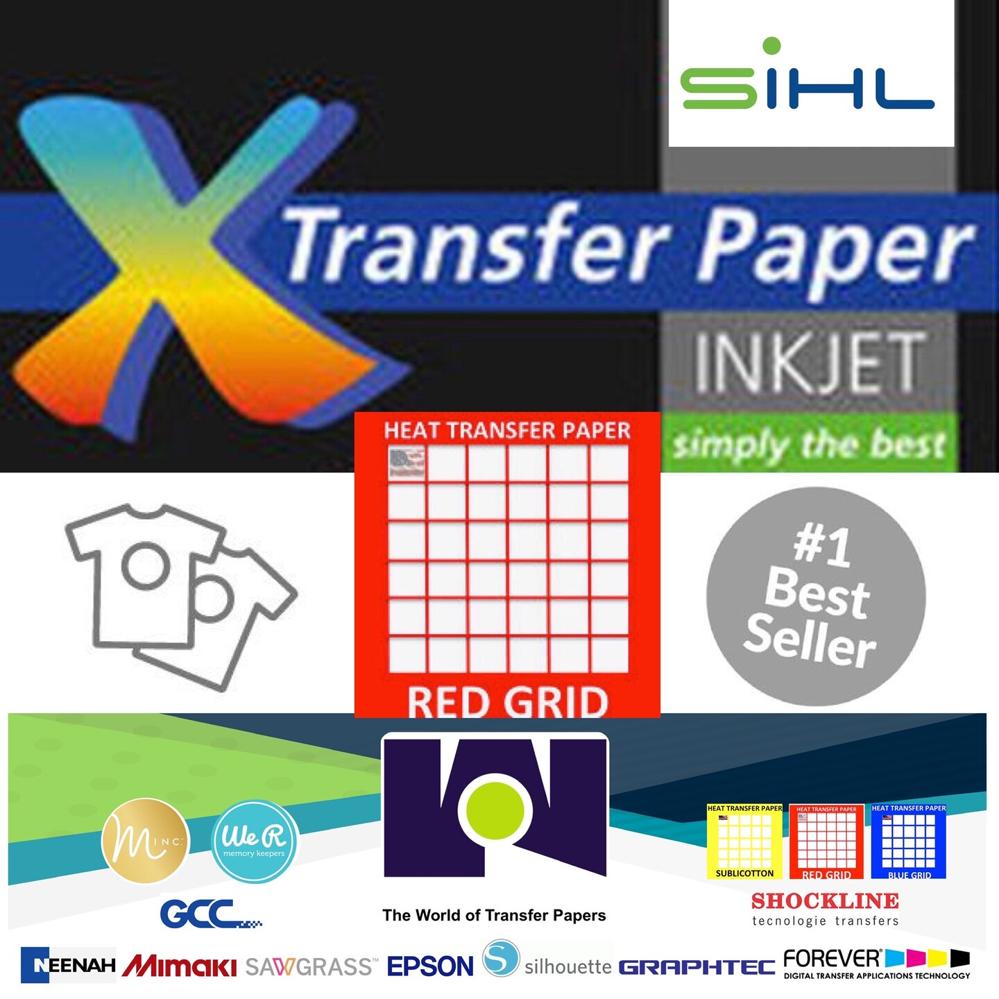 Heat transfer paper light Red Grid Transfer Paper 8.5&#x22; x 11&#x22; 25 sheets