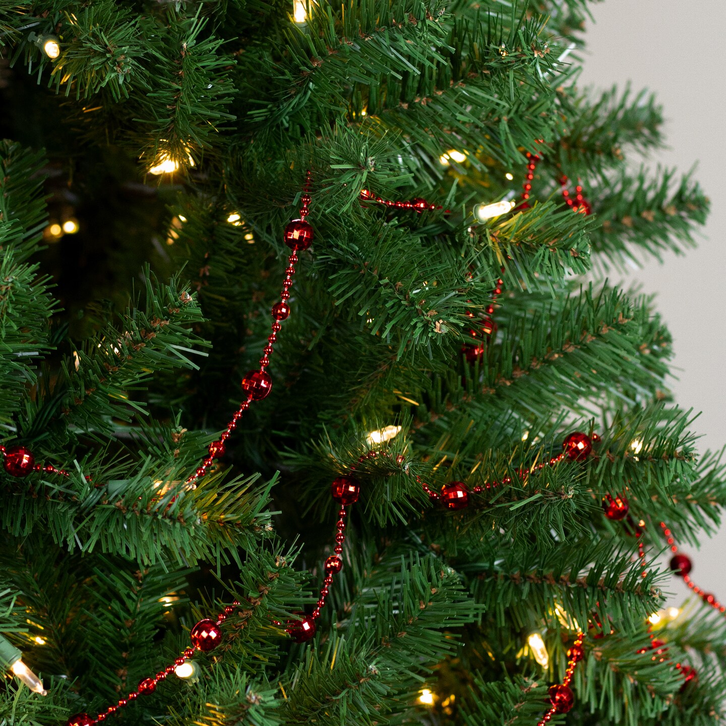 Northlight Shiny Mirrored Disco Ball Beaded Christmas Garland - 15' x .5" - Crimson Red