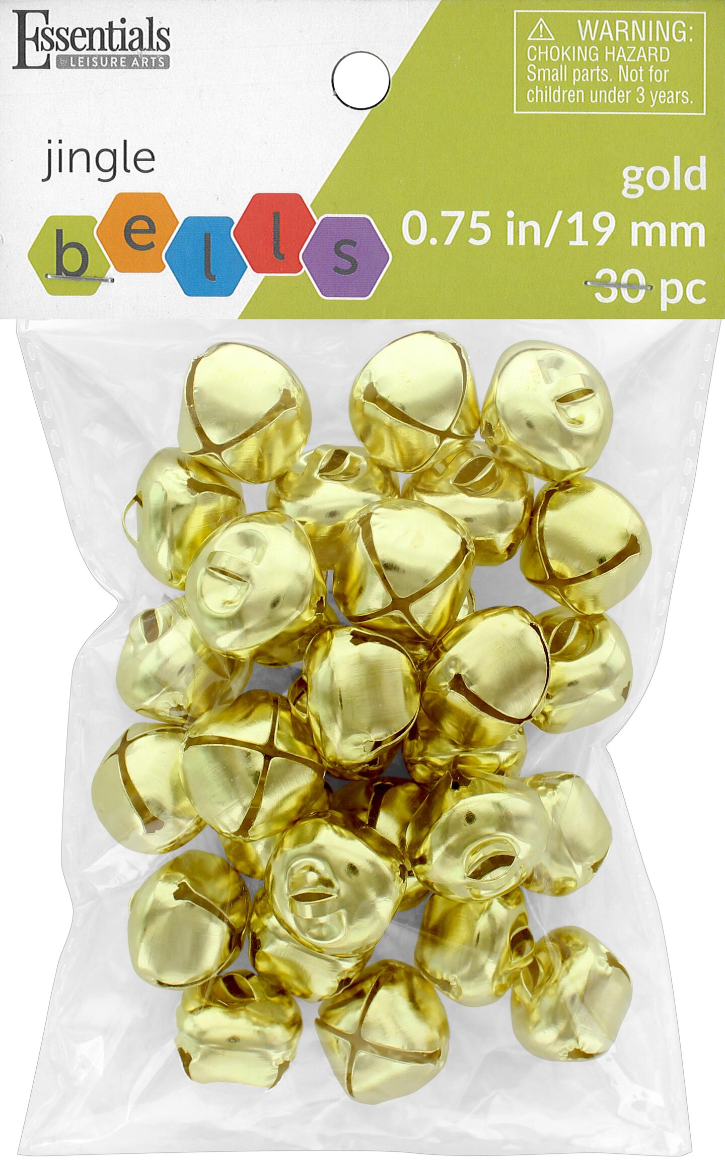 Essentials By Leisure Arts Arts Jingle Bells 19mm Gold 30pc