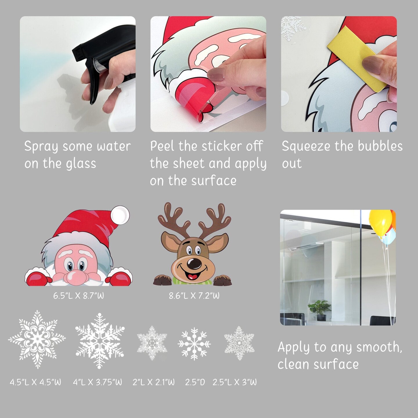 Wrapables Snowflake Window Clings Decal Stickers, Christmas Winter Decoration for Glass Windows