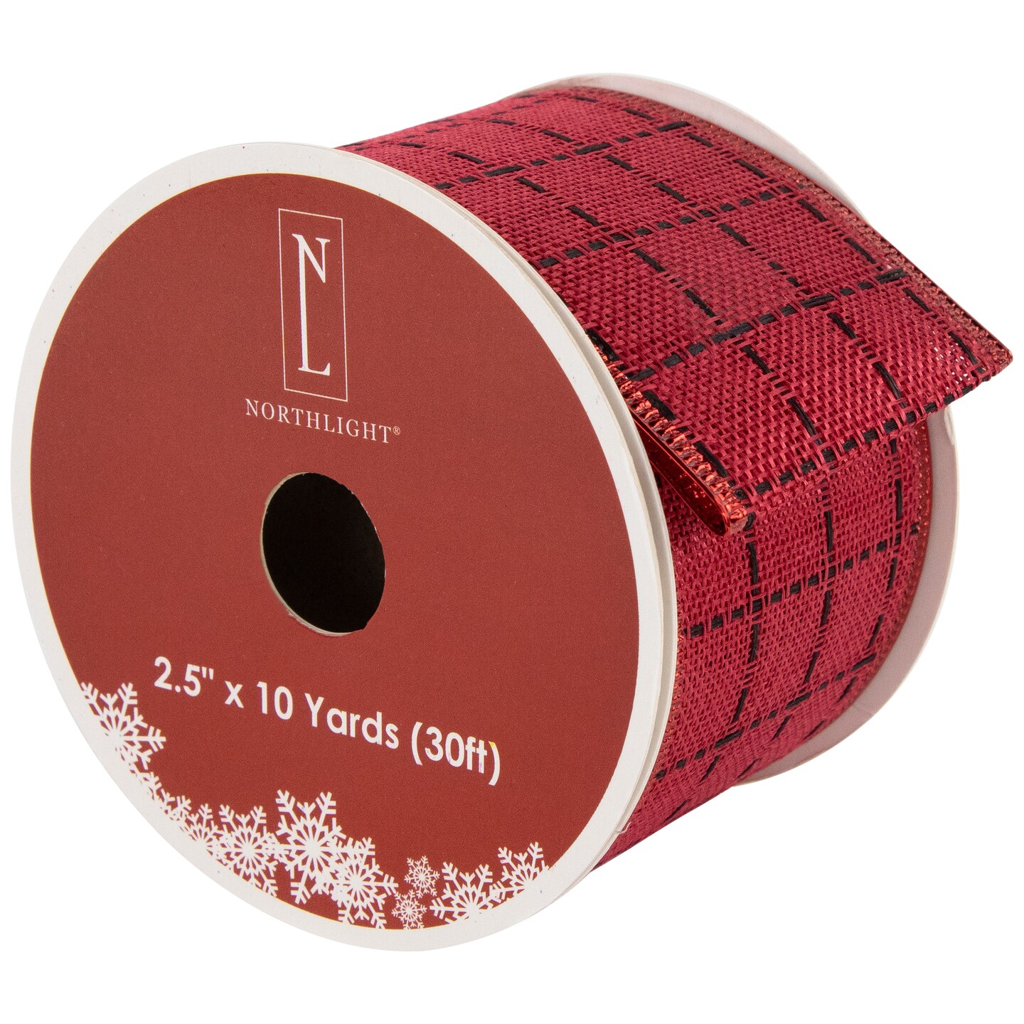 Northlight Red Woven Square Plaid Wired Craft Christmas Ribbon 2.5