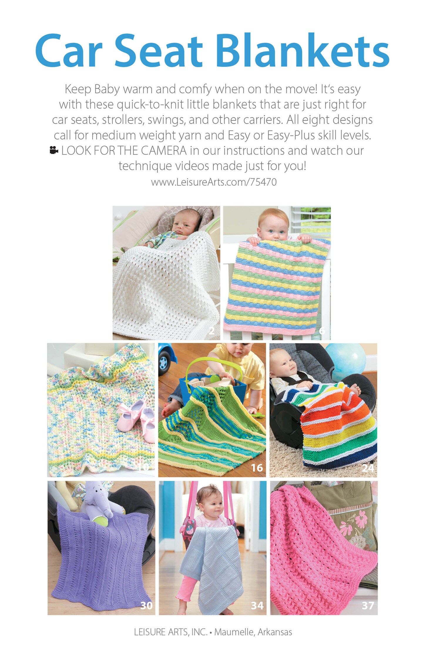 Leisure Arts Car Seat Blankets Knitting Book