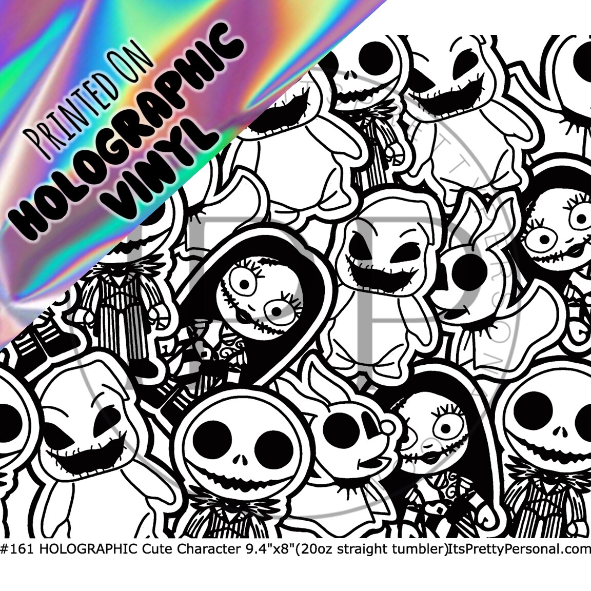 #161 HOLOGRAPHIC- 20oz -Christmas Nightmare 9.4&#x22; x 8&#x22; Pattern Vinyl Wrap