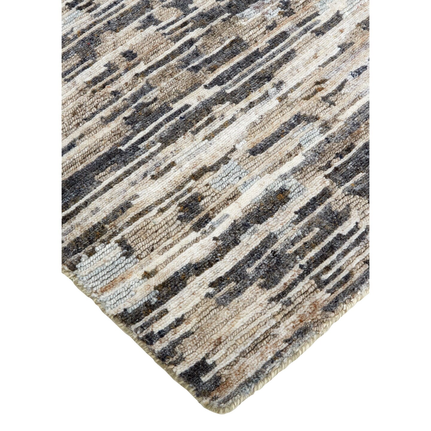 Feizy Home Collection 7.75&#x27; x 9.75&#x27; Gray and Silver Abstract Hand Knotted Rectangular Wool Area Throw Rug