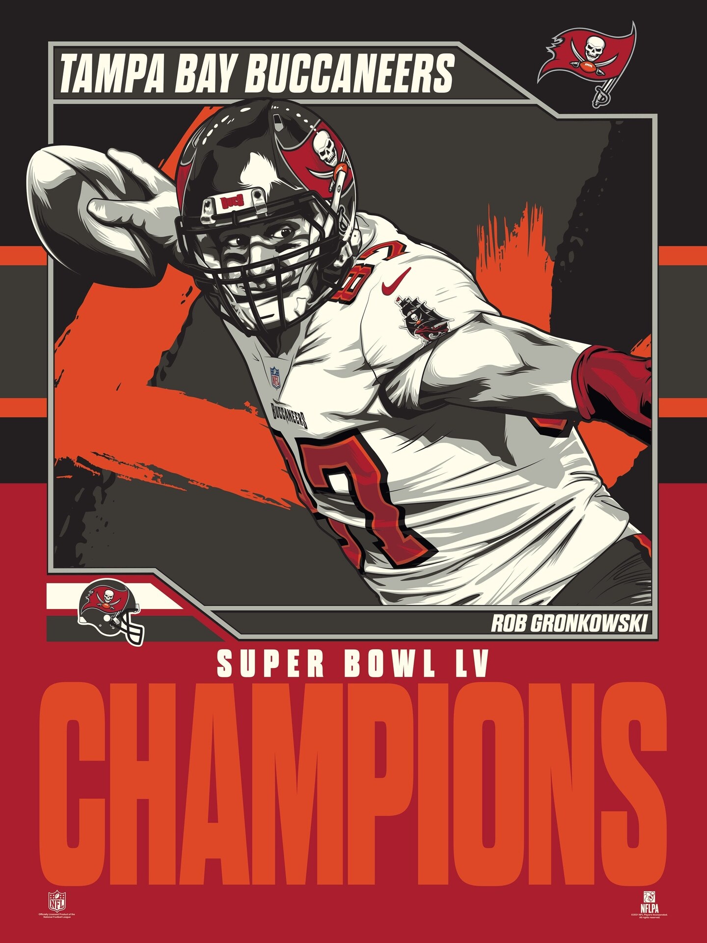 Phenom Gallery Tampa Bay Buccaneers Rob Gronkowski Super Bowl LV Champs 18" x 24" Deluxe Framed Serigraph