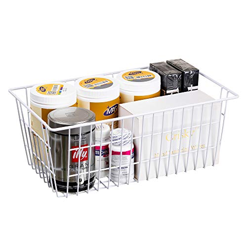 SANNO Freezer Baskets Wire Storage Baskets Closet Baskets Bin Farmhouse Organizer Storage Bins Organization Storage for Home, Office, Bathroom, Pantry -Set of 2, 15.7&#x22;