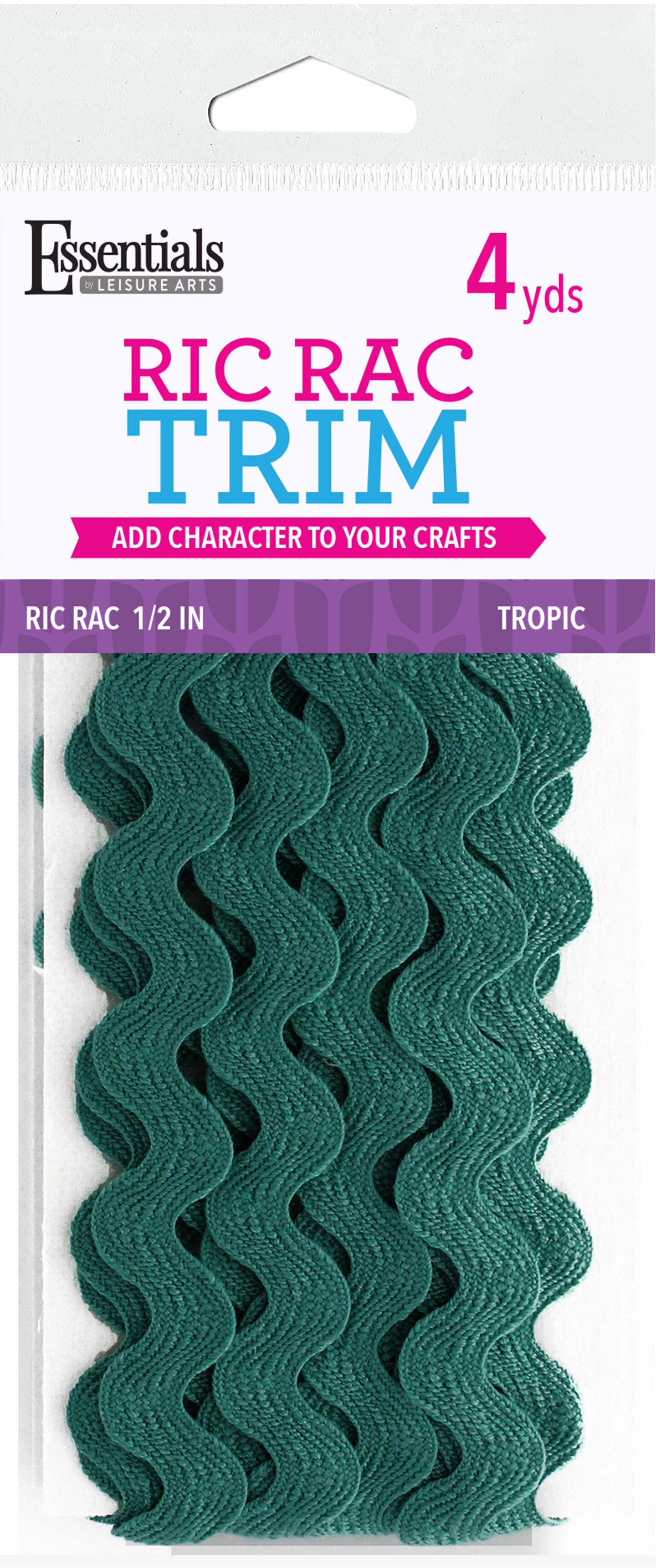 Essentials By Leisure Arts Ric Rac 1/2&#x22; 4 Yards Tropic - Rick Rack Trim For Sewing - Wavy Ric Rac Trim For Sewing And Crafts Ribbon Rick Rack