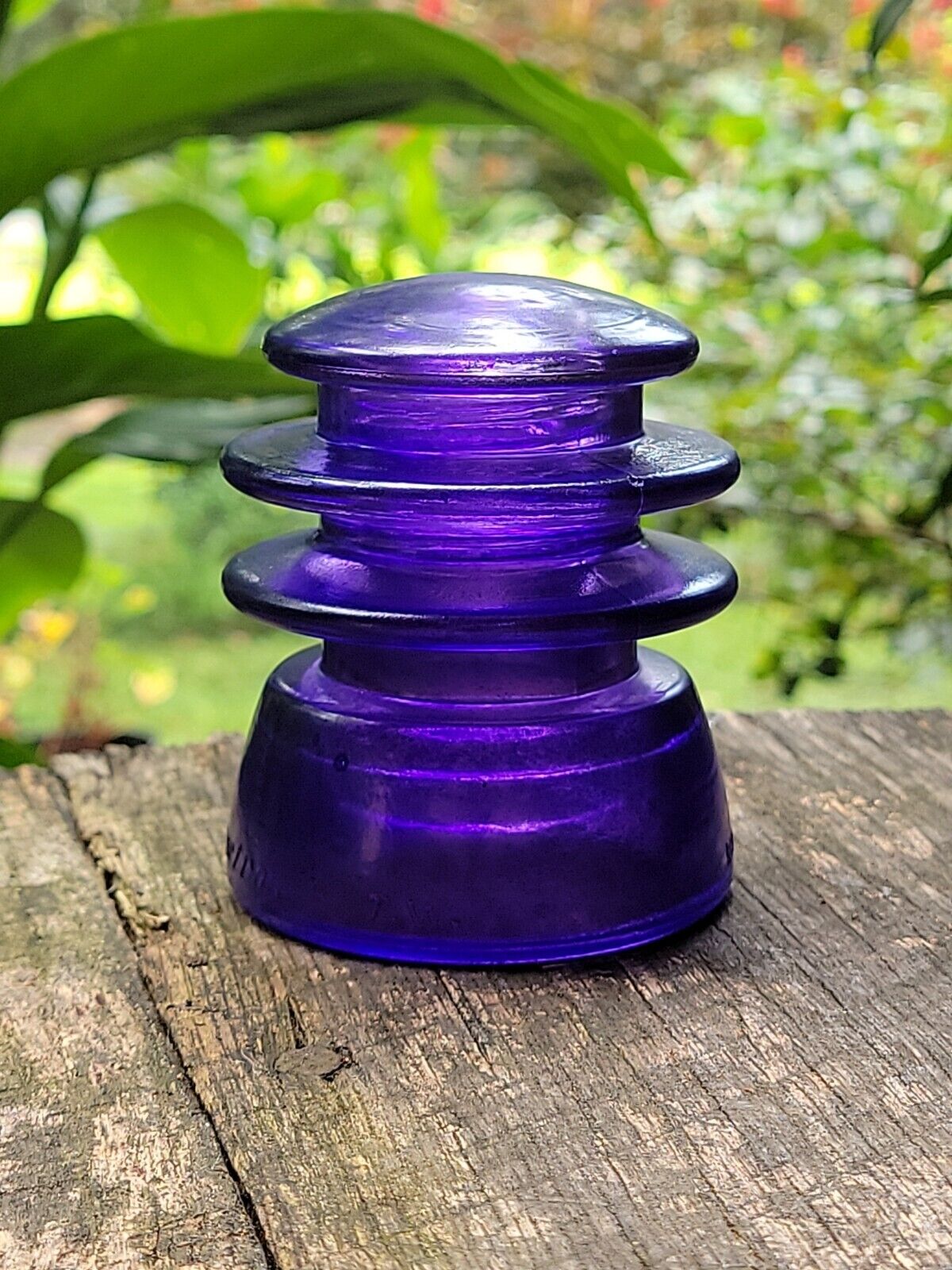 Vintage Industrial Deco Glass Insulator Stained Violet Purple