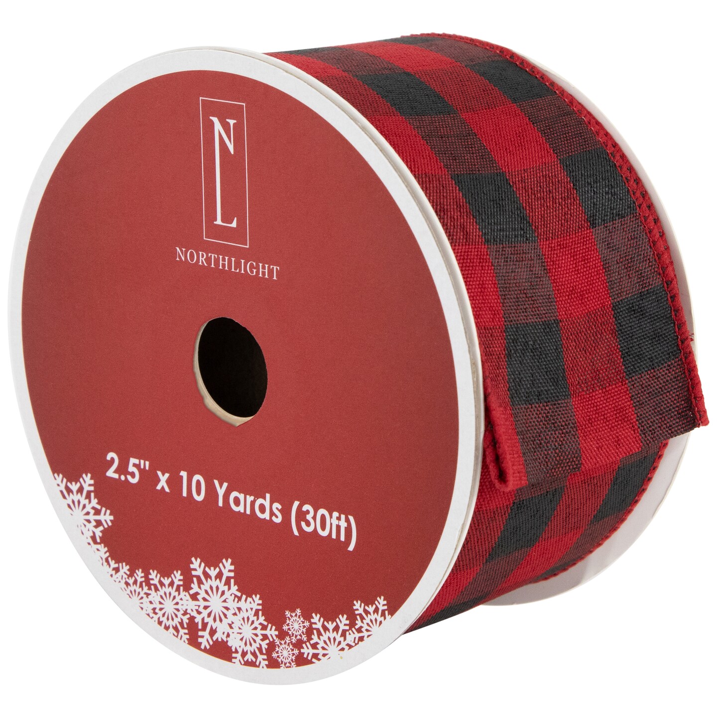 Northlight Black and Red Check Plaid Wired Craft Christmas Ribbon 2.5&#x22; x 10 Yards
