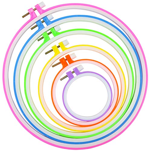 Similane 6 Pieces Embroidery Hoops, Plastic Circle Cross Stitch Hoop Ring 3.4 inch to 10.2 inch (Multicolor) for Embroidery and Cross Stitch