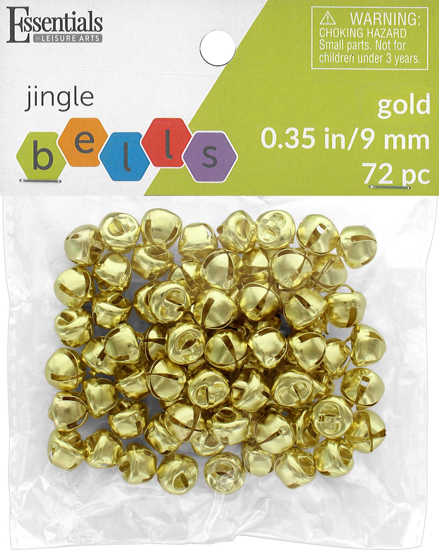 Essentials By Leisure Arts Arts Jingle Bells 9mm Gold 72pc