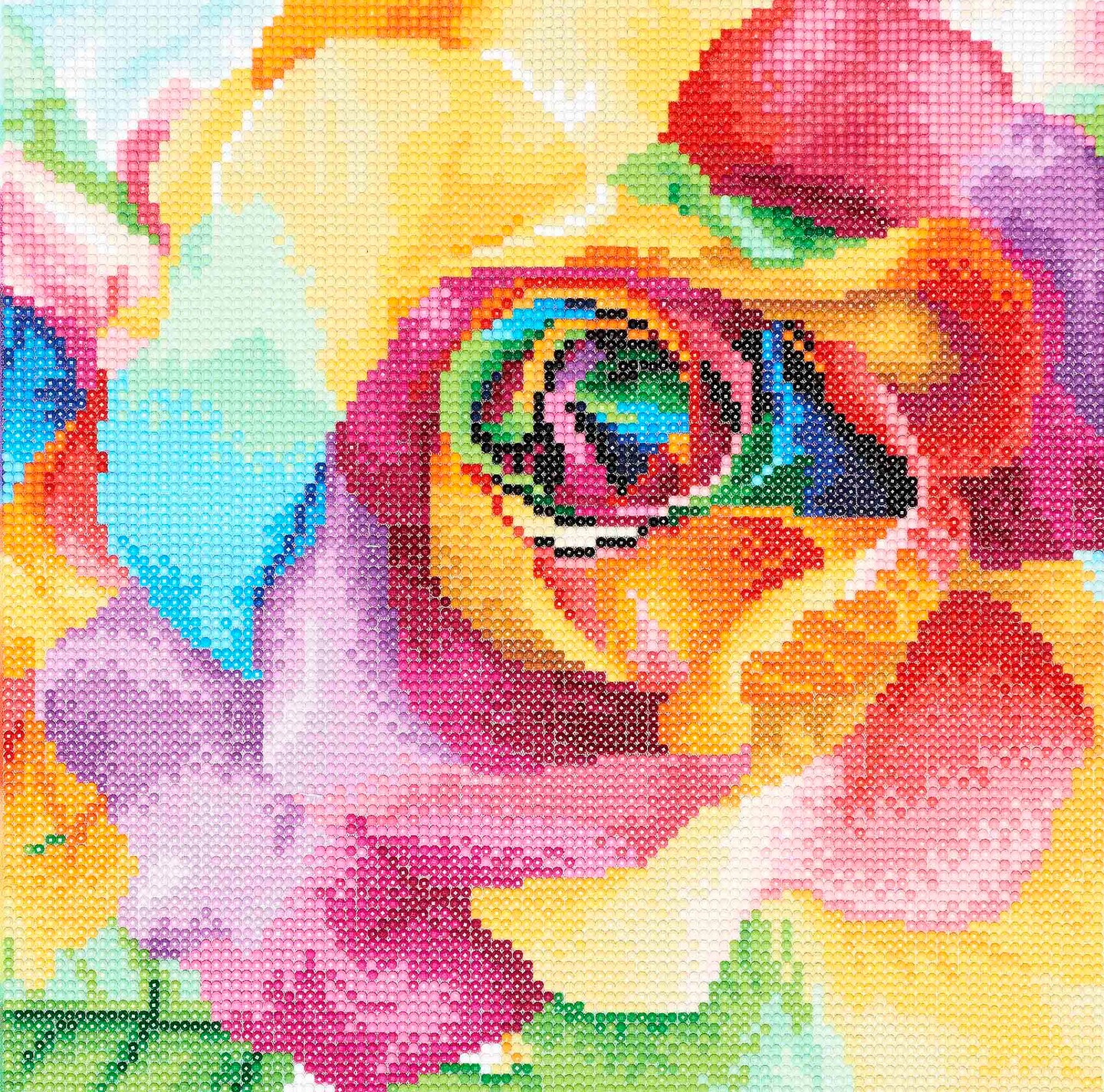 DIAMOND ART BY LEISURE ARTS Rainbow Roses, 12"x12", Intermediate Diamond Painting Kits for Adults, Diamond Art for Adults, Diamond Art Kit, Diamond Art Painting