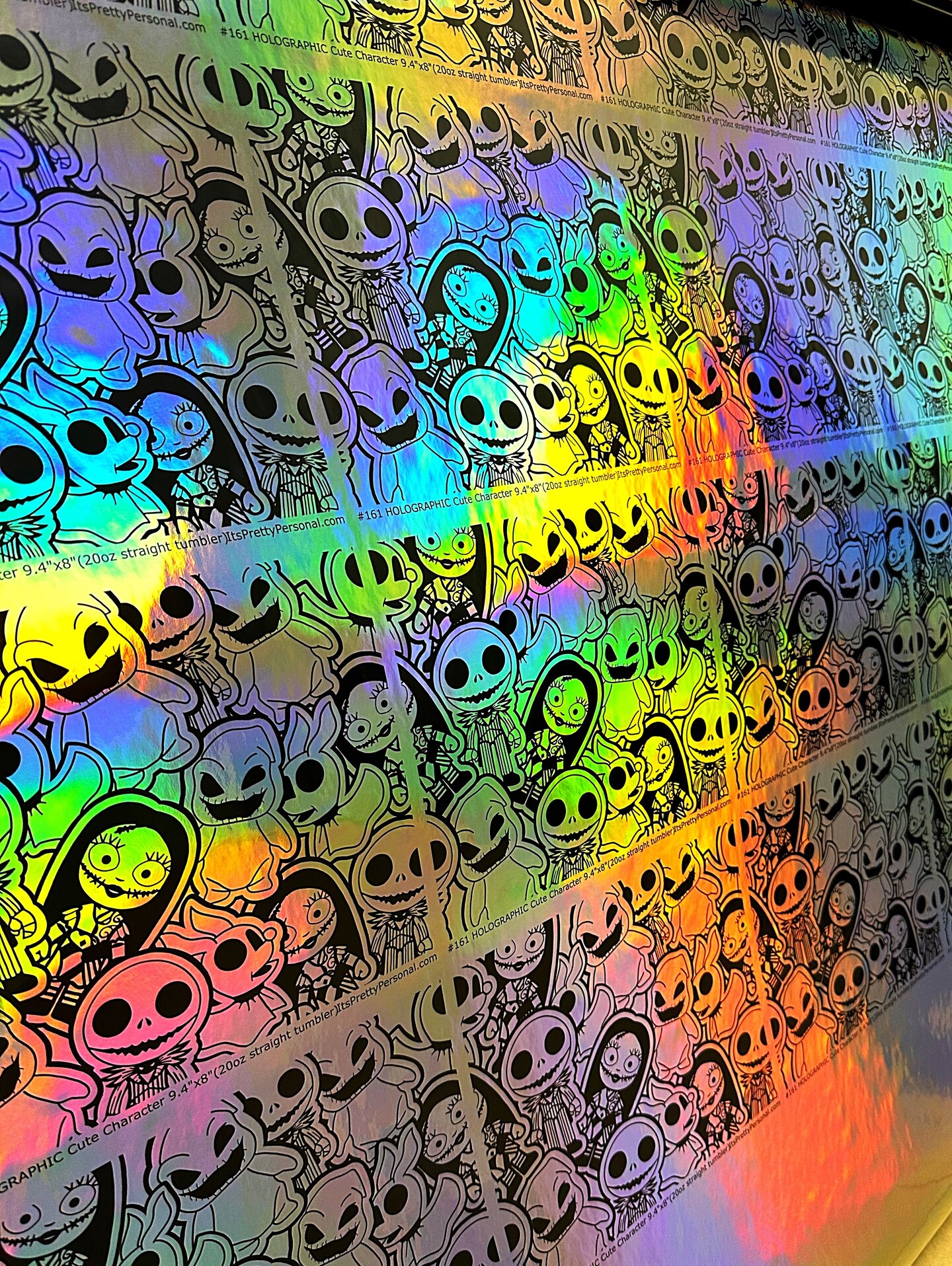 #161 HOLOGRAPHIC- 20oz -Christmas Nightmare 9.4&#x22; x 8&#x22; Pattern Vinyl Wrap
