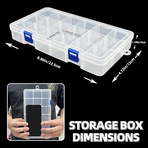 DUOFIRE Plastic Organizer Container Storage Box Adjustable Divider Removable Grid Compartment for Jewelry Beads Earring Tool Fishing Hook Small Accessories(18 grids, White X 2)
