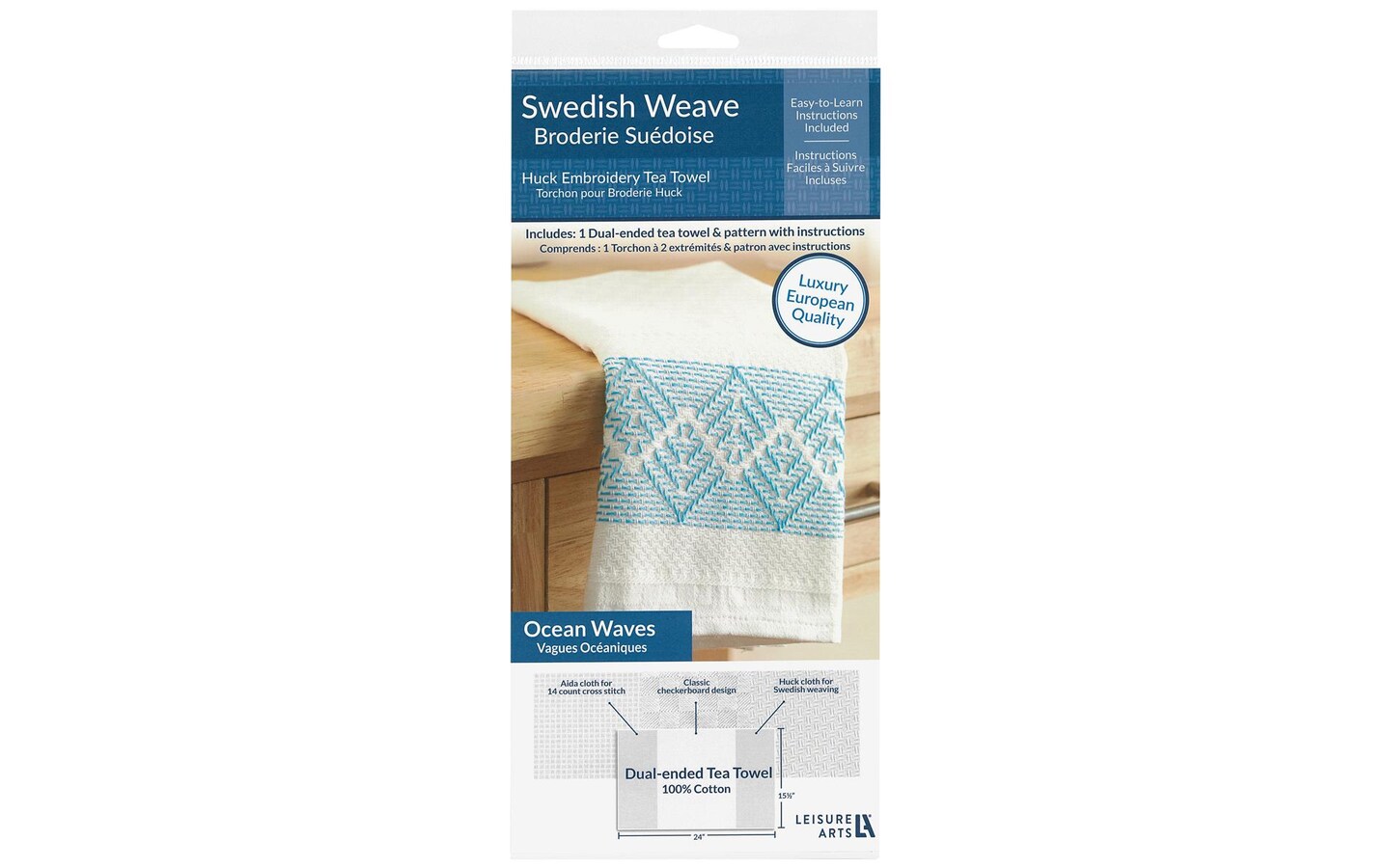 Swedish Weave Towel Kit, Ocean Waves Blue, traditional swedish weaving, huck weaving, swedish weaving patterns, swedish weave fabric, swedish weave towels