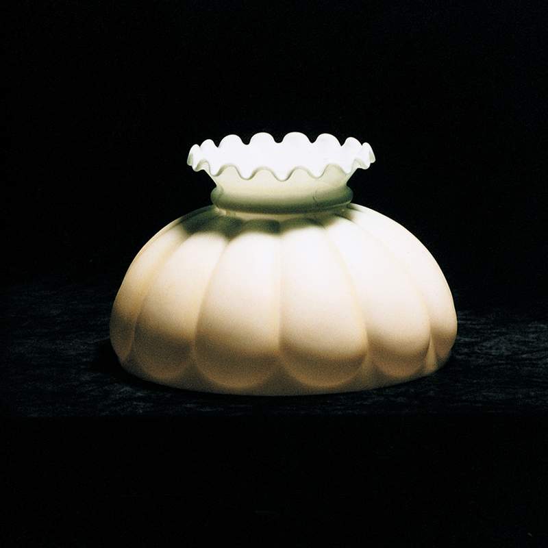 10&#x22; Hunter Green to Cream Tint Melon Oil Lamp Shade