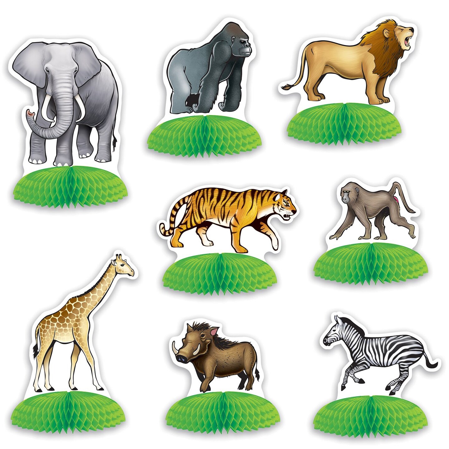 &#x22;Wild Adventure: Jungle Safari Animal Mini Centerpieces (Pack of 12)&#x22;