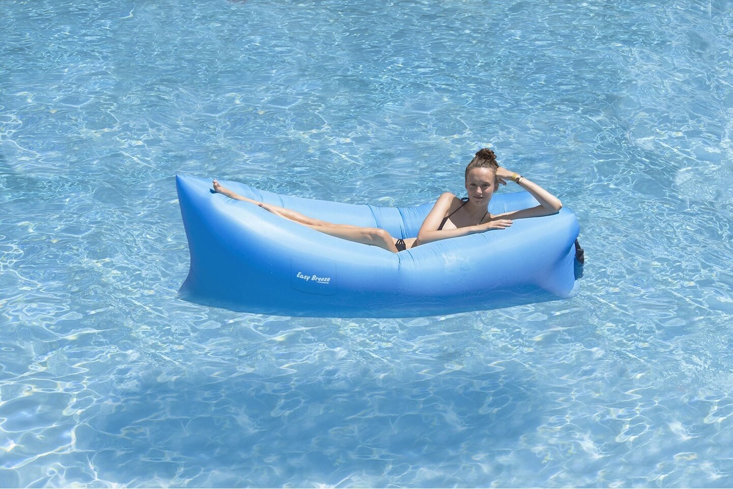 Pool Central Inflatable Blue Easy Breeze Land or Water Air Sofa, 94-Inch