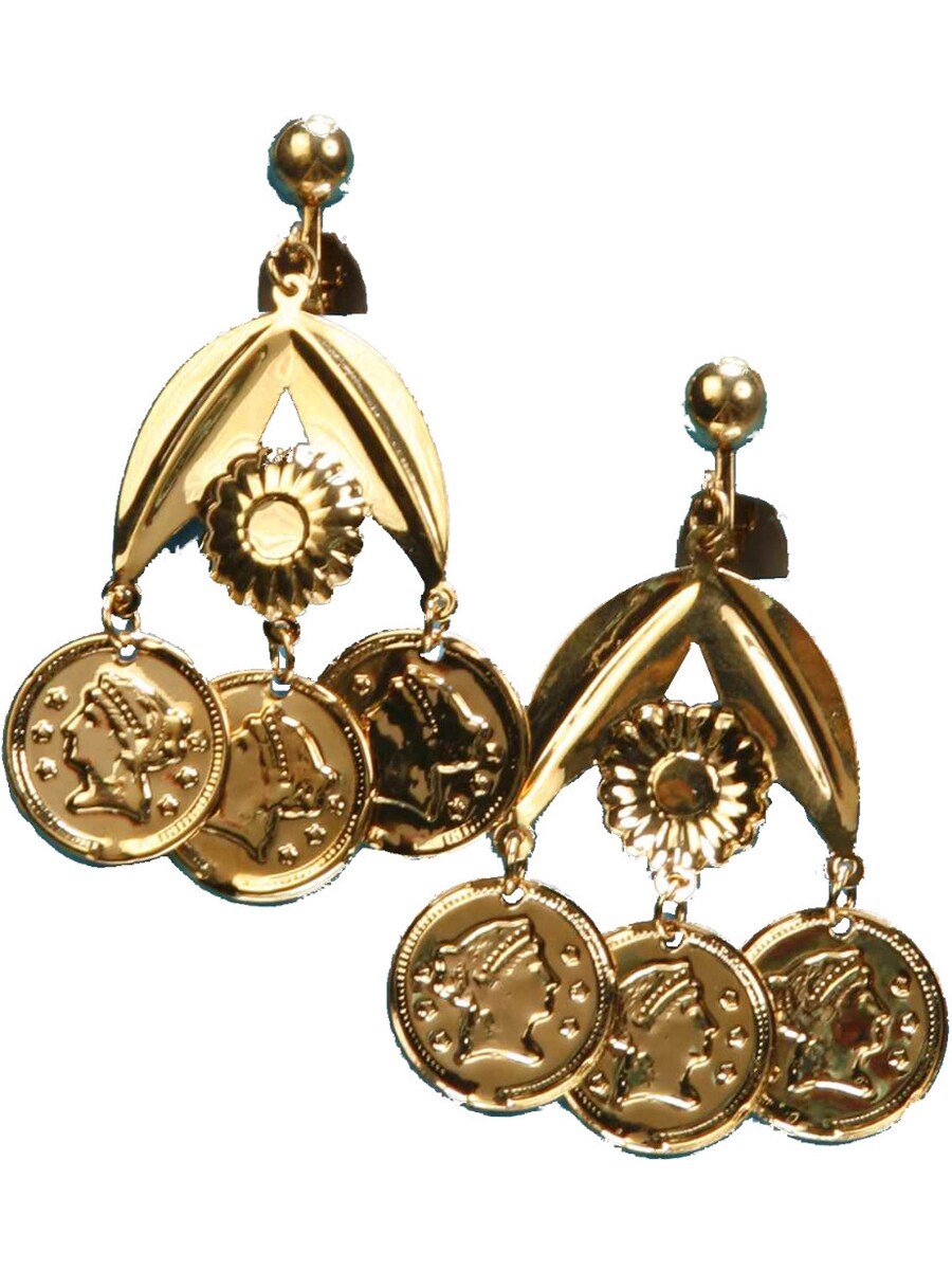 Adults Womens Desert Arabian Princess Gold Coin Earrings Costume Accessory
