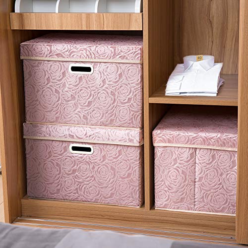 PRANDOM Collapsible Storage Boxes with Lids Fabric Decorative