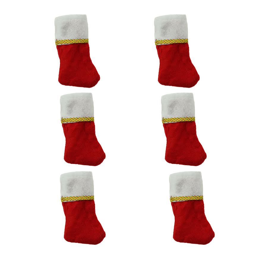 Northlight Pack of 6 Traditional Mini Christmas Stockings with Gold Glitter Pen