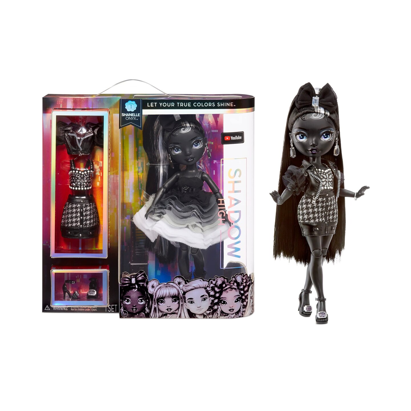 Rainbow High Shadow Series 1 Shanelle Onyx- Grayscale Fashion Doll. 2 Black  Designer Outfits to Mix & Match with Accessories, Great Gift for Kids 6-12  Years Old and Collectors, Multicolor, 583554EUC