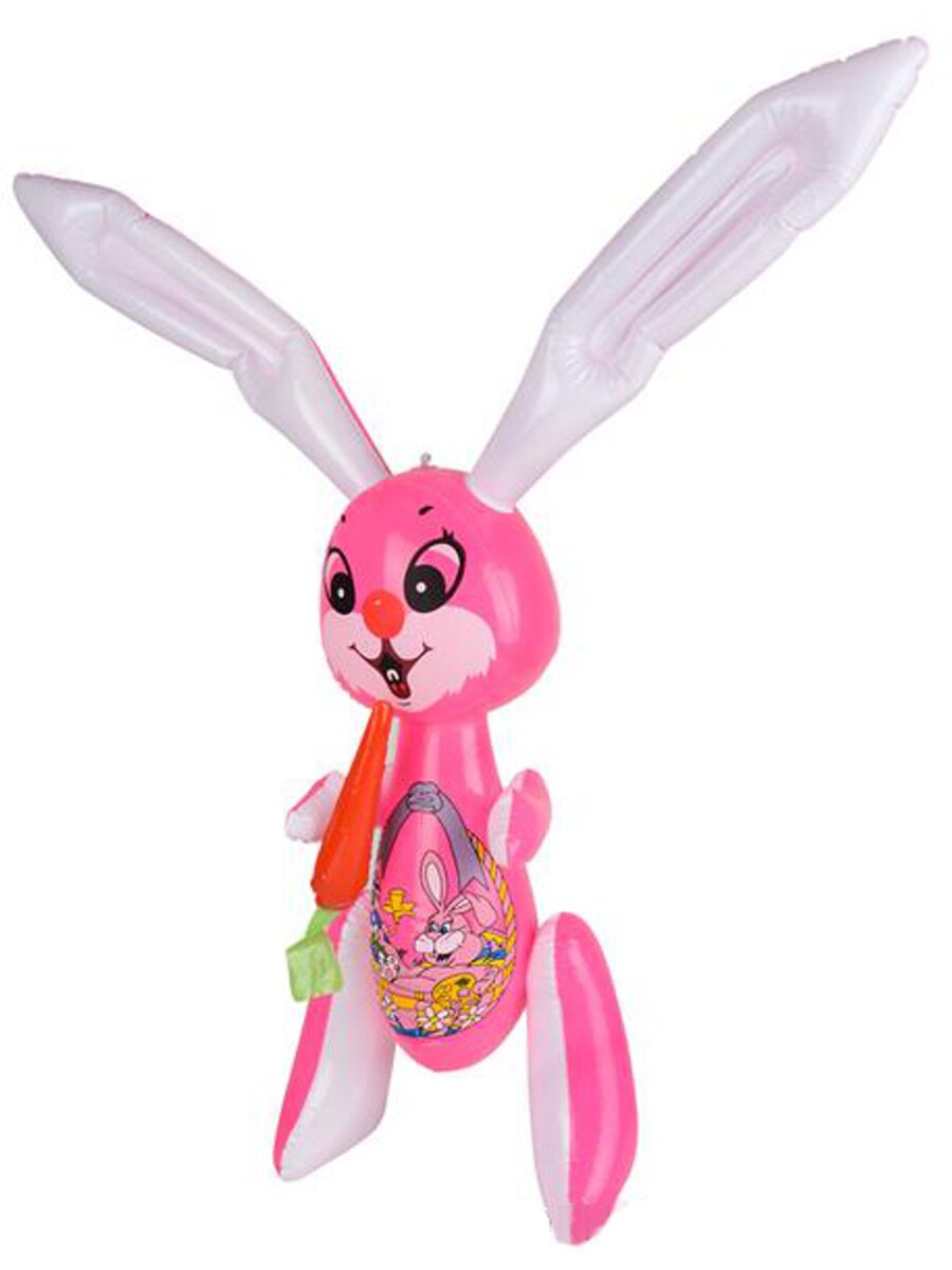 Large 40&#x22; Pink Inflatable Easter Bunny Rabbit With Carrot Toy Decoration